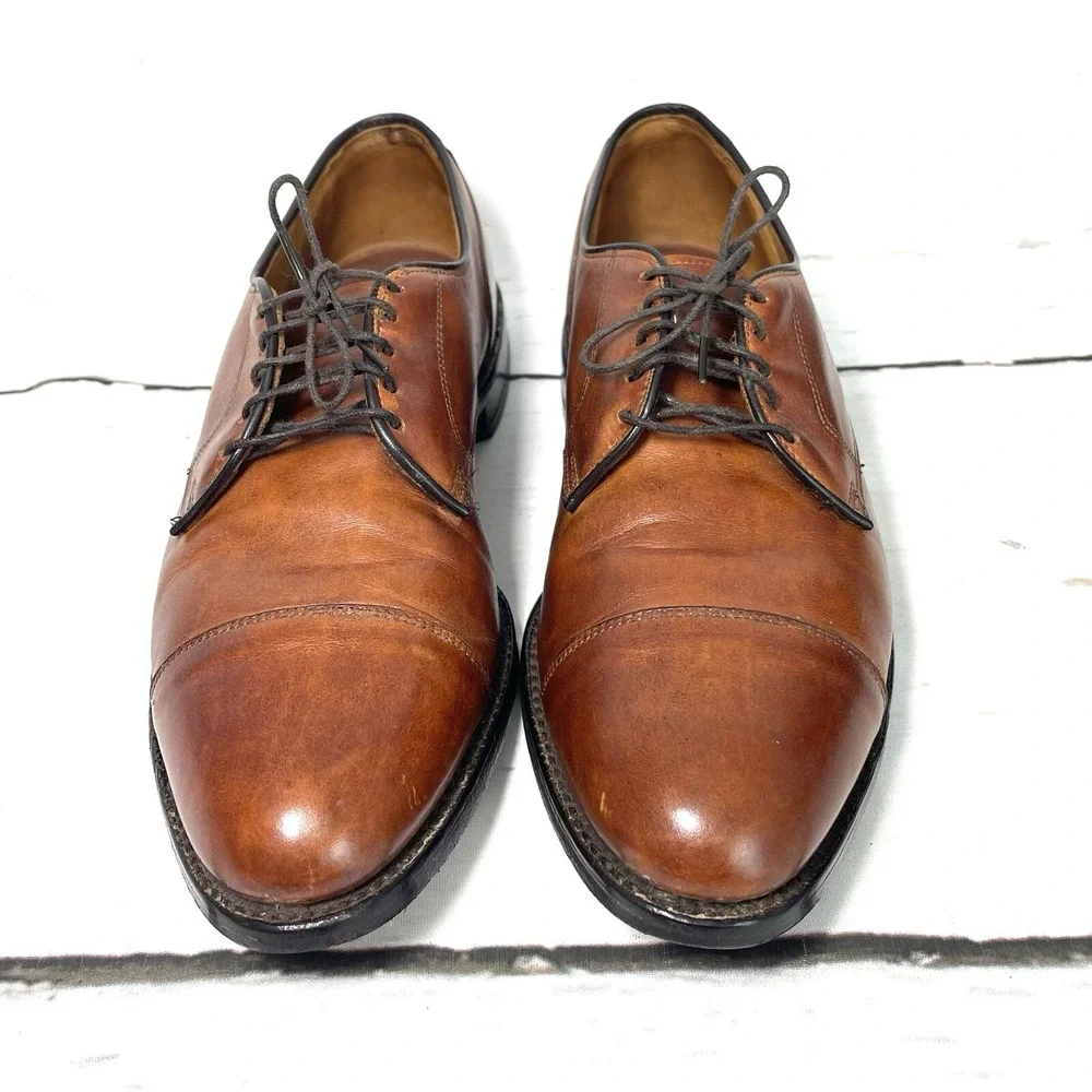 Allen Edmonds Margate Shoes Men's 10A Brown Oxfords Leather Cap Toe